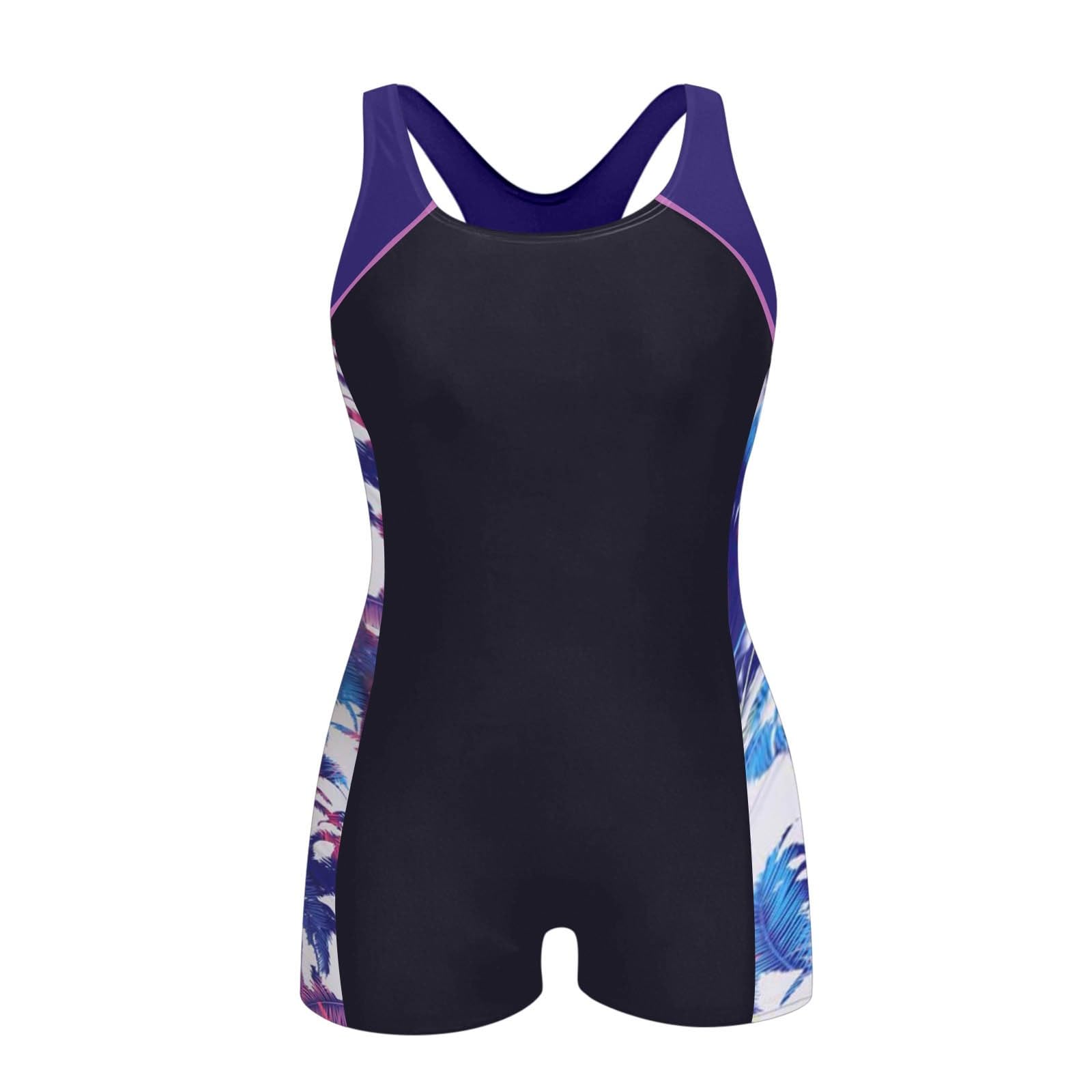 Traje de baño Deportivo de Cuello, Tankini Deportivo, Monokini con diseño de Bloques de Color y Espalda Abierta.#A