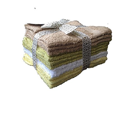 Bella Kline Design Deluxe Washcloths, Face Towels 100% Cotton, 11pc Set, Colors May Vary