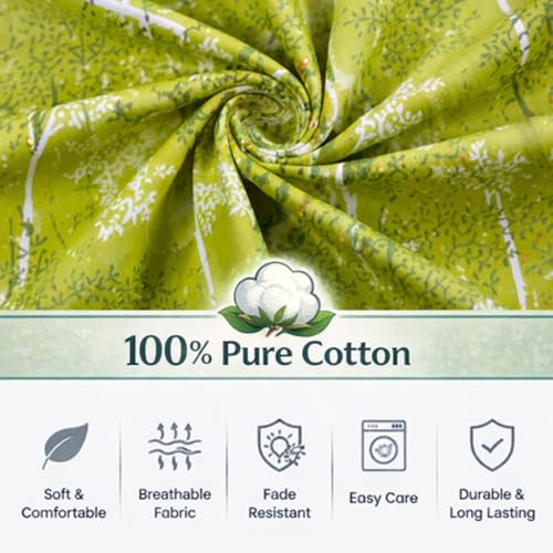 Image of Bedsheet for King Bed Include Pillow Covers | Green Forest Escape Premium Bedding | Pure Cotton 144 Thread Count|108x108 inch - Green Forest Escape