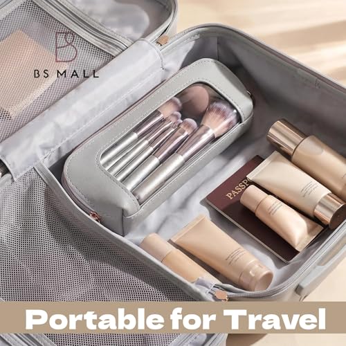 Image of Travel Makeup Brush Set BS-MALL14 PCS Professional Makeup Brushes with Case & Sponge for Foundation, Concealer, Powder, Blush & Eyeshadow, Soft Synthetic Brush Kit for Women, Beginners & Travelers