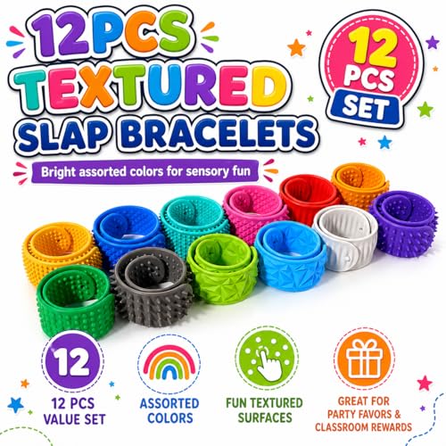 KLT Silicone Slap Bracelets 12 Pack with 6 Textures by KLT - Used condition - Image 3