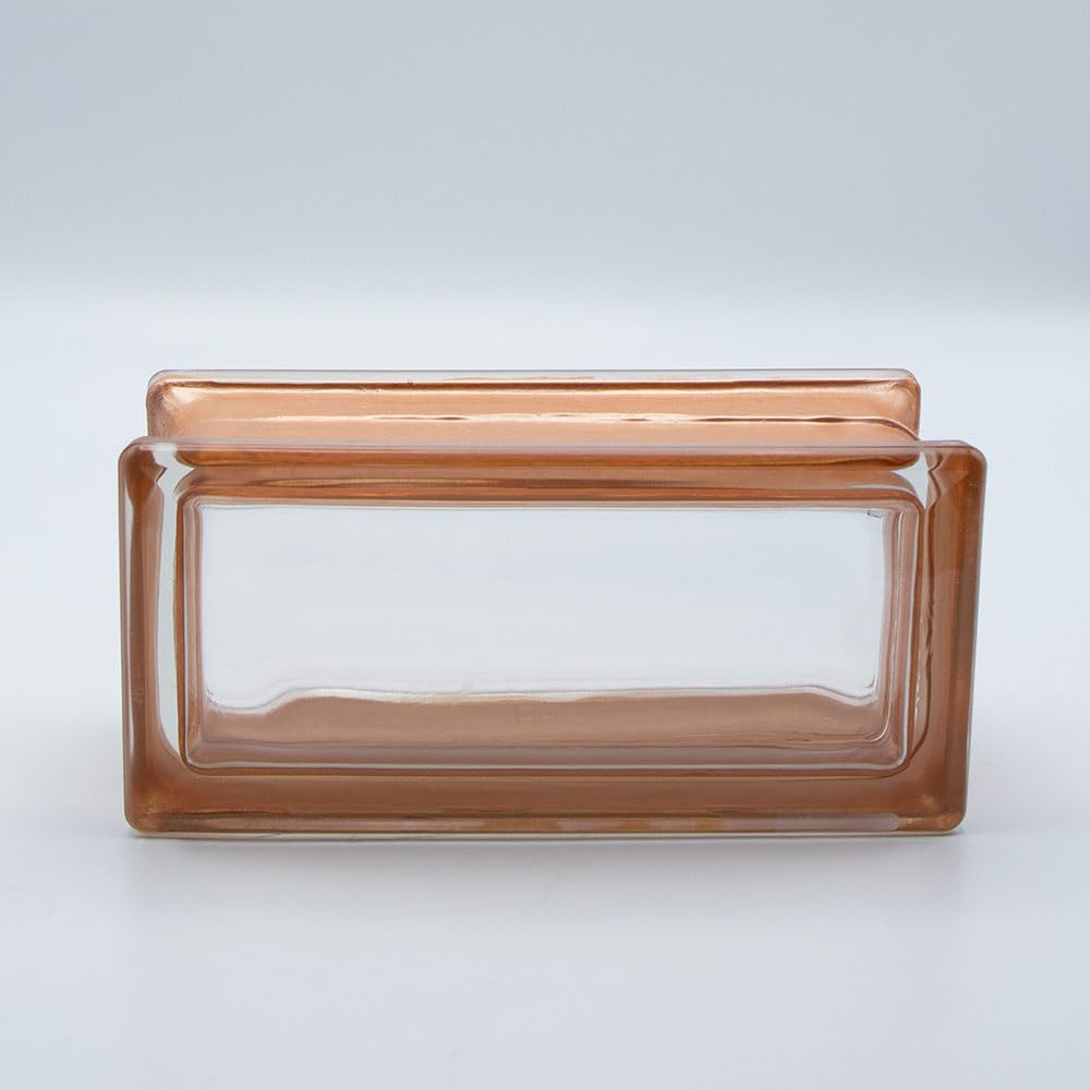 Bloques de vidrio de diseño de visión completa Reflex naranja, medio bloque 19x9x8 cm - 10 unidades