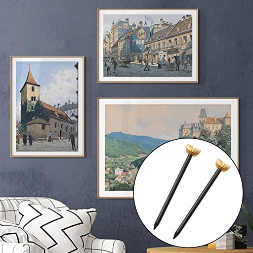 Image of SPEEDWOX 60 Pcs Picture Hangers Black Steel Nails and Brass Head Frame, Picture Hanging Nails for Hanging Picture Painting with Plastic Storage Box Holds Up to 5-30 lbs(Small)