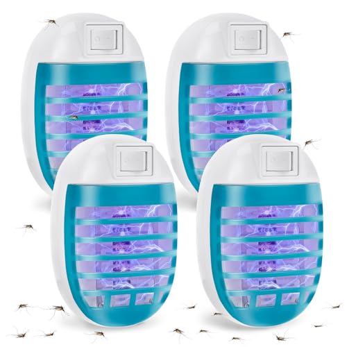 4 Piezas Lámpara Antimosquitos Electrico, Trampa para Mosquitos para Interior, contra Mosquitos, Moscas, Polillas, Lampara Antimosquitos con Luz UV para Cocina, Dormitorio, Comedor