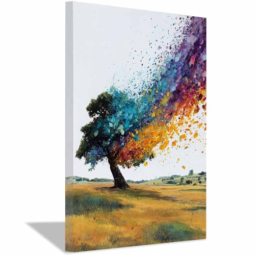 DMZPKZB Cuadros Grandes Del áRbol De La Vida áRbol Árbol cósmico de blues gold Salon Modernos Cuadros Abstractos,Paisaje Acogedor,Salon BañO Comedor DecoracióN De Pared（Multicolor-50x70cm Enmarcado