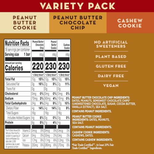 Image of Larabar Fruit and Nut Bars Variety Pack, Gluten Free and Vegan, 30 oz, 18 Ct