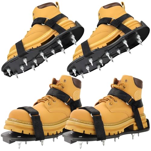 FIETODK Epoxy Floor Spiked Shoes Fully Assembled Gunite Spiked Shoes with 3/4' Short Spikes for Garage Floor Epoxy, Overlays, Cover Installation, Large 2 Pair