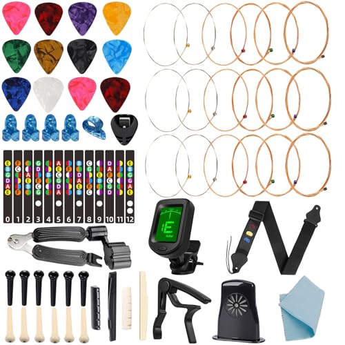 Likegreen Acoustic Guitar Accessories Kit Including Acoustic Guitar Strings, Tuner, Capo, Gutiar...