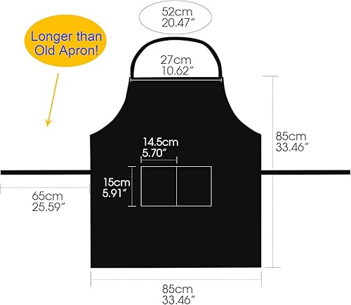 Miniatura 4 de TRENDBOX Delantal con pechera para adultos, unisex, cómodo, con bolsillo frontal, lavable, para cocinar, hornear, cocina, restaurante, manualidades