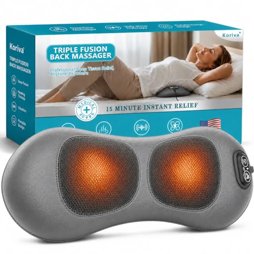 2026 Upgraded 3-in-1 Spine Support Pillow for Sciatica Pain & Lower Back Pain Relief Triple Fusion Back Massager with Heat Vibration & Airbag Stretching Dark Gray