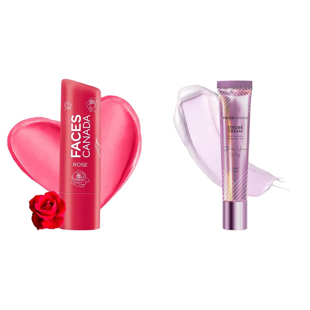FACESCANADA Color Lip Balm - Rose Petal 03, 4.5g & Strobe Cream Mini- Pink, 18ml-image-24