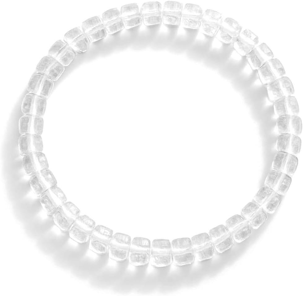 Natural Clear Quartz Crystal Bracelet for Women, Healing Stone Beaded Bracelet, Rei...