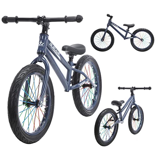 GASLIKE Laufrad 16 Zoll für Große Kinder für 5 6 7 8 9 Jahre alte Jungen und Mädchen, Fahrrad ohne Pedal, Verstellbarer Sitz, Karbonstahl, Luftbereifung, geeignet für Körpergröße 120-145 cm,Blau Cover