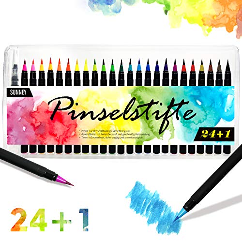 Set di penne a pennello, 24 + 1 a base d'acqua