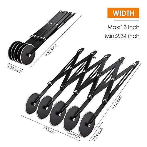5 Wheel Pastry Cutter, Stainless Steel Pizza Cutter, Expandable Pizza Slicer Multi-Round Pastry Knife Baking Cutter Roller Cookie Dough Divider
