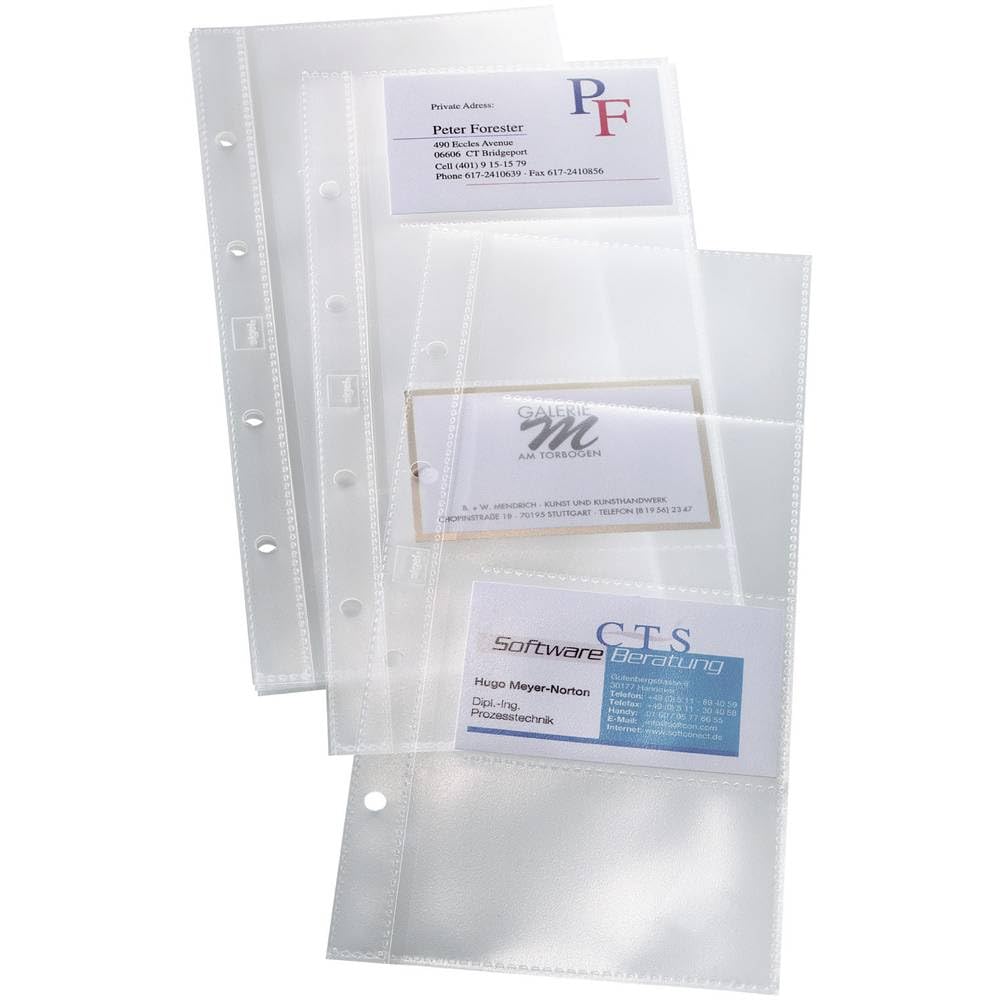 SIGEL VZ350 Pockets for Business Card Organisers, one row, transparent, 10 Pieces