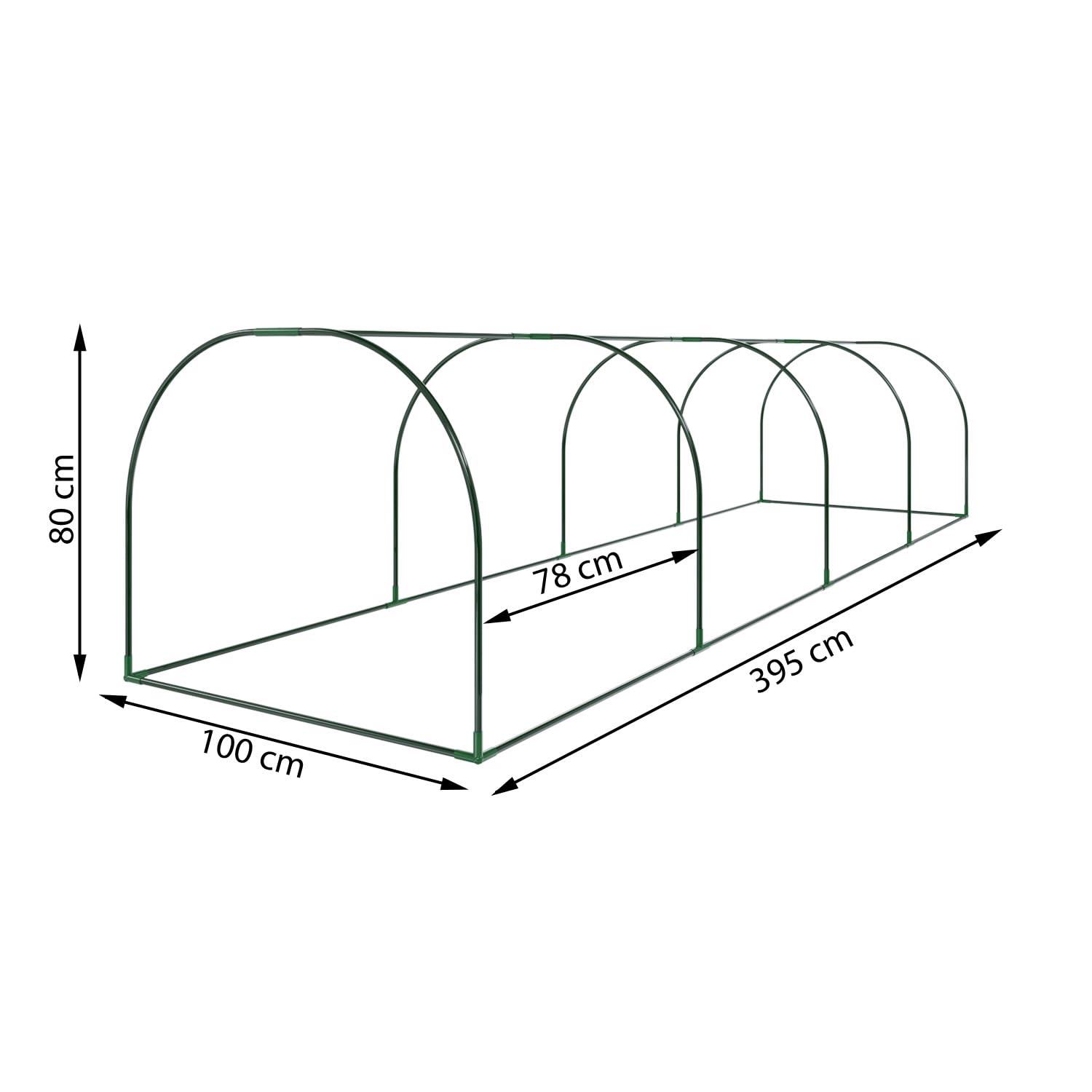 Serra A Tunnel in Acciaio Per Piante Fiori Orto Giardino Telo In PVC Trasparente Con 3 Porte Avvolgibili A Cerniera Protezione Piante Giardinaggio 295 x 100 x 80 Cm