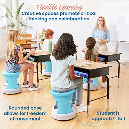 Image of ECR4Kids Active Storage Wobble Stool, 15in Seat Height, Childrens Furniture, Cyan /Light Grey