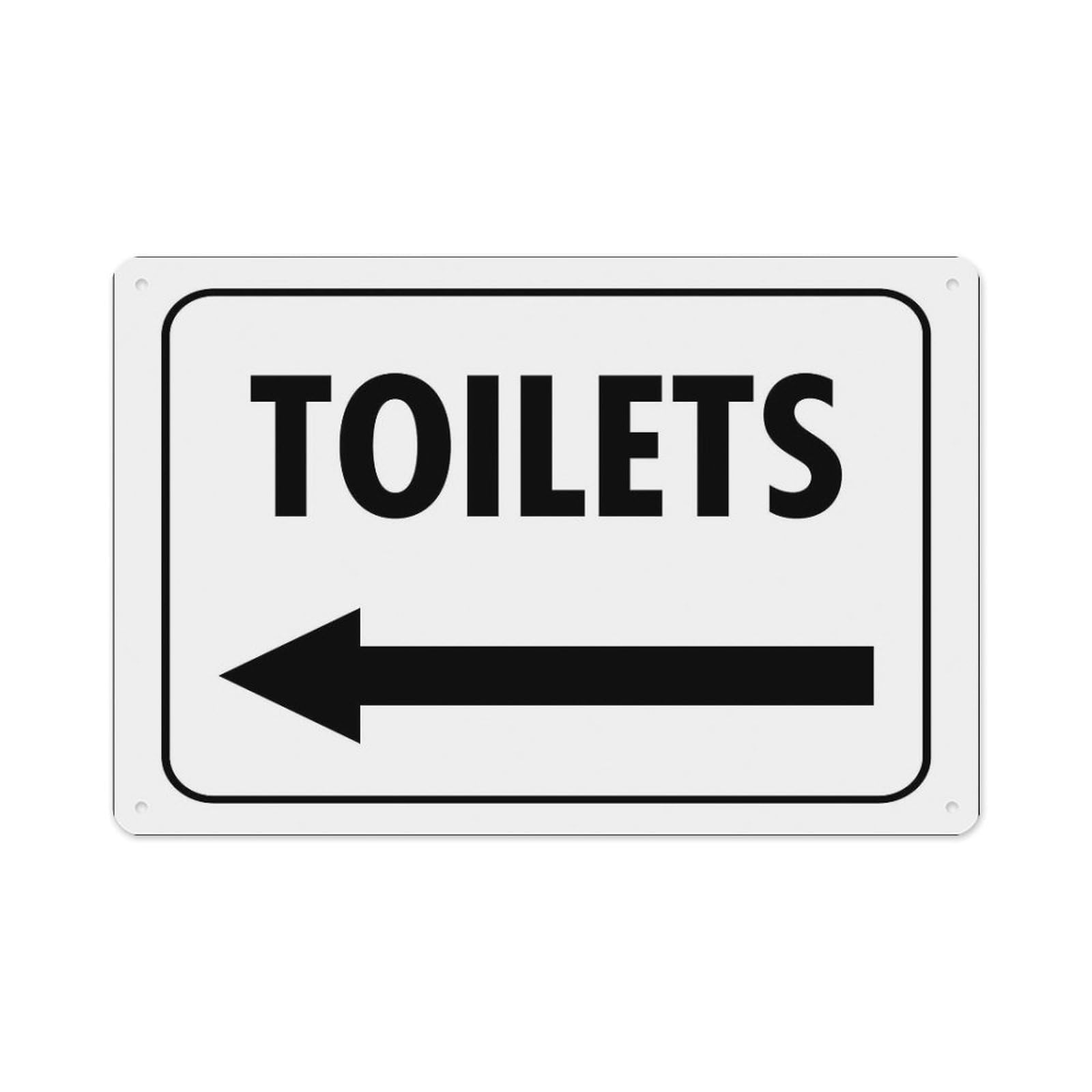 peiyeety Toilet (Arrow Left) Sign Aluminum Tin Warning Signs for Home Outdoor Garden 8X12 Inches