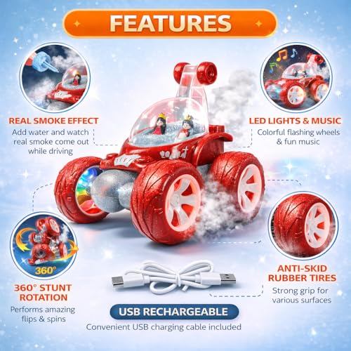 Image of SMART BOY Remote Control Car for Kids Boys Girls, RC 4WD (360 Glitter Stunt CAR with Smoke)