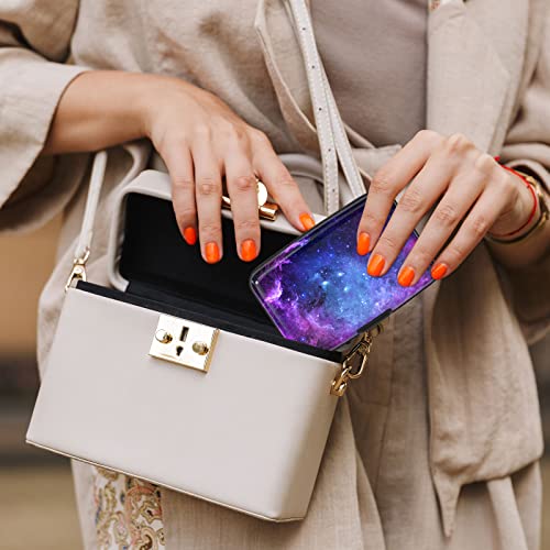 Image of Credit Card Holder, Mini Aluminum Card Wallet RFID Blocking Slim Metal Hard Card Case for Women Men, Galaxy