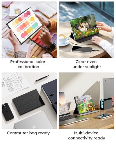 Image of Portable Monitor,10.5 inch HDR 1280P Ultra-Thin 100% sRGB Travel Portable Monitor for Laptop, 420 Nits Mini Secondary Display with Protective Case & Speaker, Monitors for Laptop, PC Mac Phone PS4 /5 Xbox