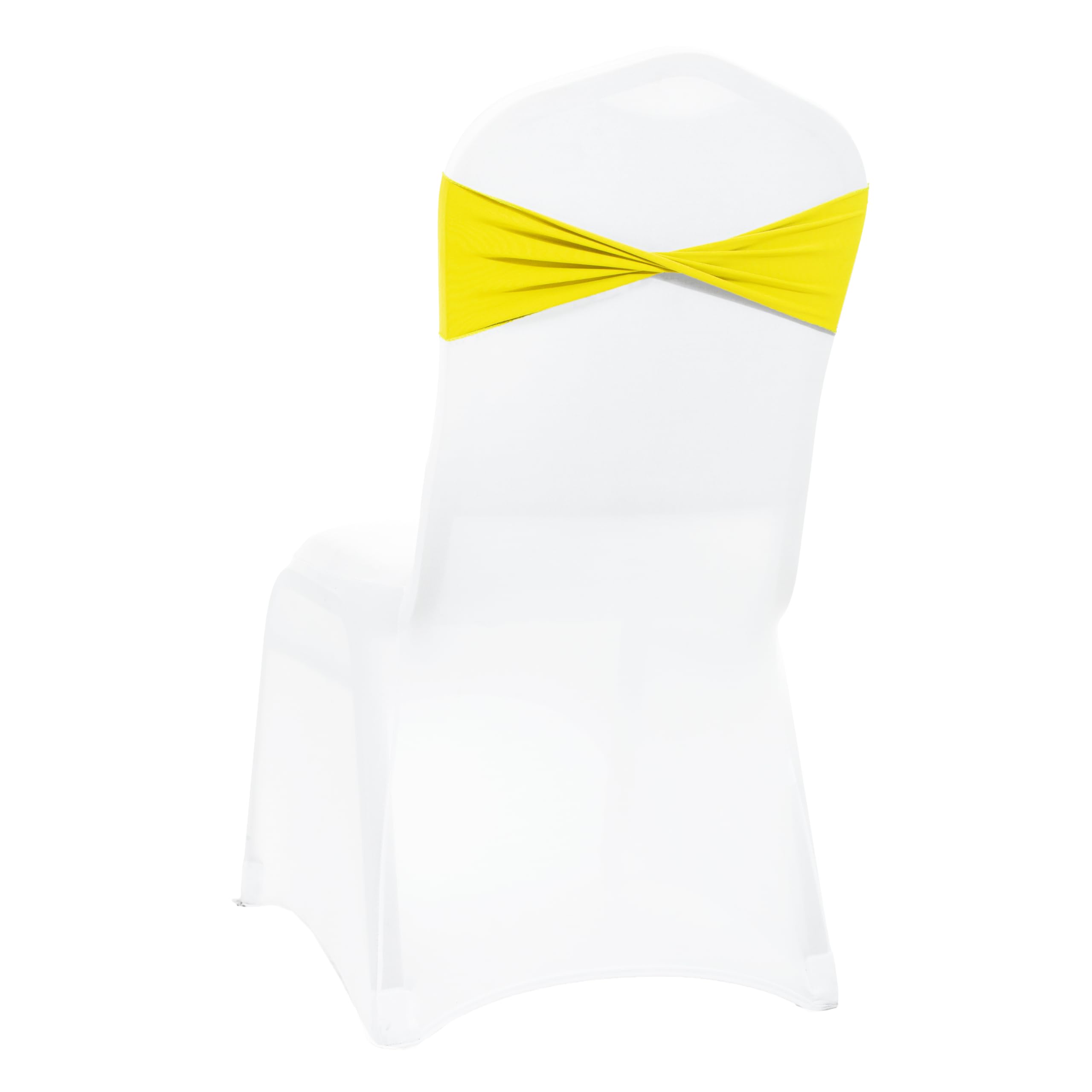 VDS Pack of 10 PCS | Yellow | Spandex Chair Sashes Bows Without Buckle | Stretch Elastic Banquet Universal Folding Chair Band Tie with for Wedding Party Conference Celebration Event Decoration — image 1