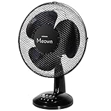Meown 12-Inch Oscillating Desk Fan – Quiet 3-Speed Table Air Circulator with Adjustable Tilt & Manual Controls – Compact Cooling Fan for Bedroom, Home or Office – Black Finish