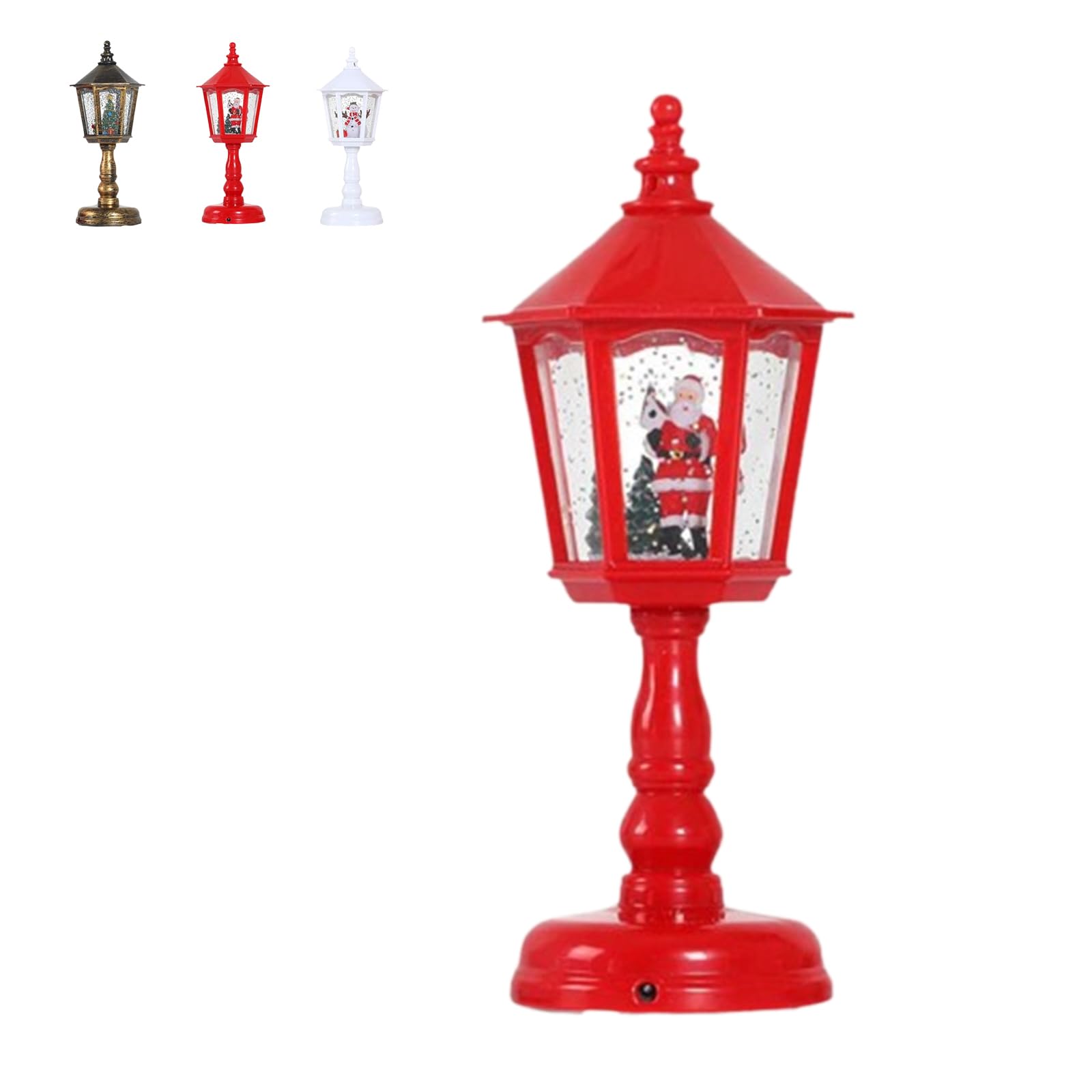 Qingxingfa Red Glow Snow Lantern Kit - Dual Power Mode,Christmas Table Lamp With Glowing Candle Light Post,Santa Claus Table Lamp Night Light (Red)
