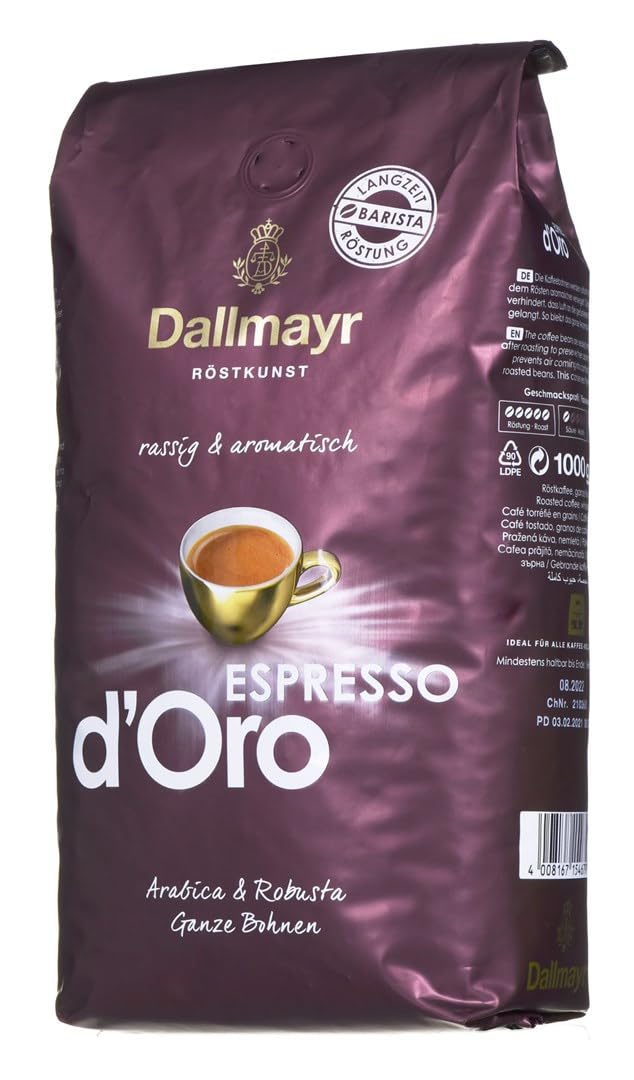Dallmayr Espresso d'Oro całe ziarna 8 x 1000 g (8000 g) - rasowo aromatyczna kawa