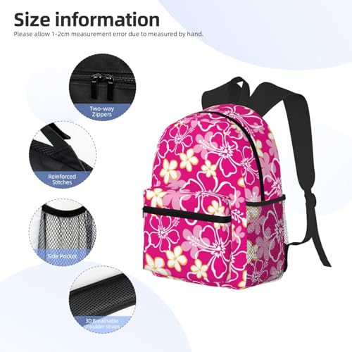 Travel Laptop Backpack for Men Women - Hawaiian Style Pink Flower Water Resistant Beach Backpack, Lightweight Backpack with Laptop Compartment, Travel Backpack with Adjustable Carry Straps3