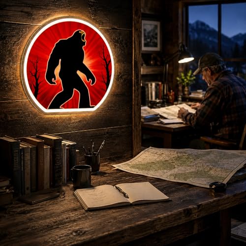 Image of Bigfoot Neon Sign, Dimmable LED Sasquatch Neon Lights for Wall Decor, Funny Bigfoot Gifts for Man Cave, Bar, Garage, USB Powered Neon Light for Bigfoot Lovers, UV Printed