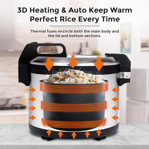 Commercial-Stainless-Steel-Rice-Cooker-Professional-64-Cup-Cooked-32-Cup-Uncooked-Rice-Maker-Cooker-With-Non-Stick-Pot-Hinged-Lid-Includes-a-Rice-Measuring-Cup-Rice-Scoop