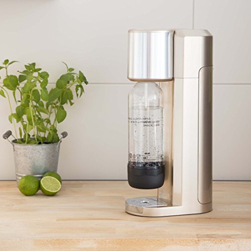 LEVIVO Kit de machine à eau gazeuse/comprenant une machine à gazéifier l'eau potable et 2 bouteilles de 0,75 l en PET, Or rose