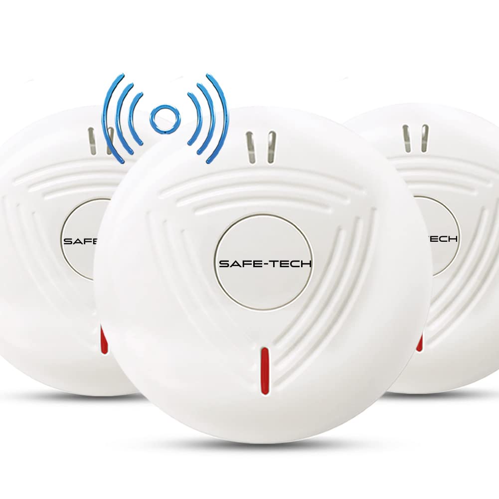 Buy SAFE TECH Interlinked Smoke Alarm, 10-Year Battery Fire Alarm Smoke ...
