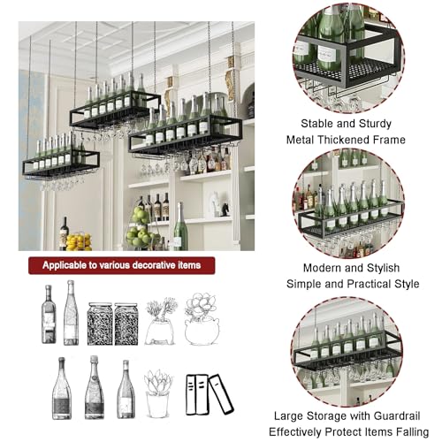Support de plafond et étagère flottante chic pour bouteilles de bar café