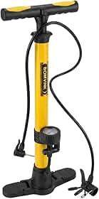 Bomba de Ar com Manômetro Alta Pressão Enche Pneus Rápido Sem Esforço Bicicleta Moto Carro Bola Portátil Resistente com Vedação Segura - Cores Preto ou Amarelo