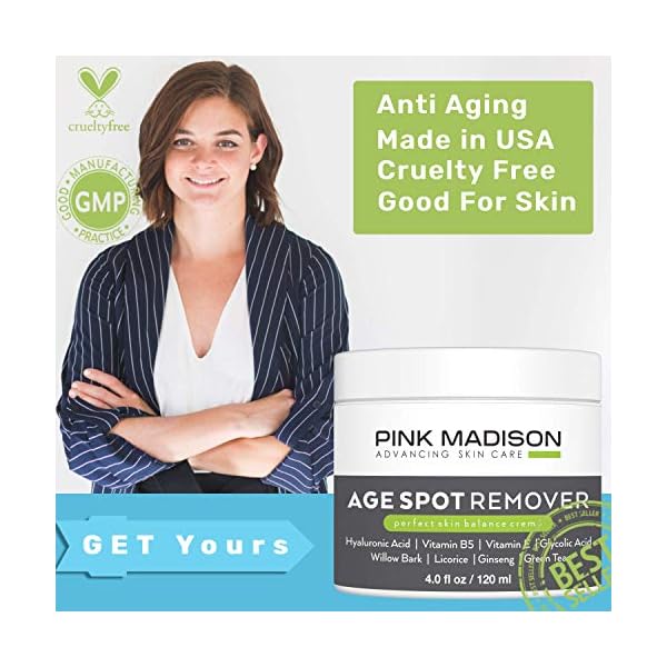 Pink Madison Dark Spot Corrector Best Age Spot Remover Treatment for Face Hands Body Circle 4 Ounce Cream