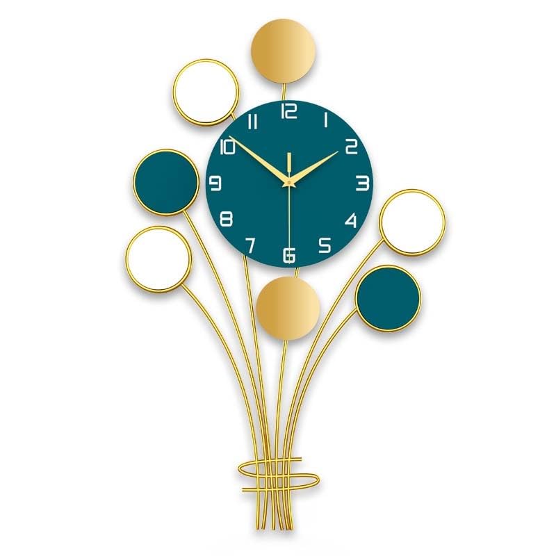 Orologio da parete moderno e silenzioso, movimento al quarzo senza ticchettio, design elegante for soggiorno e ufficio, decorazione for la casa, oro e verde.(Small)