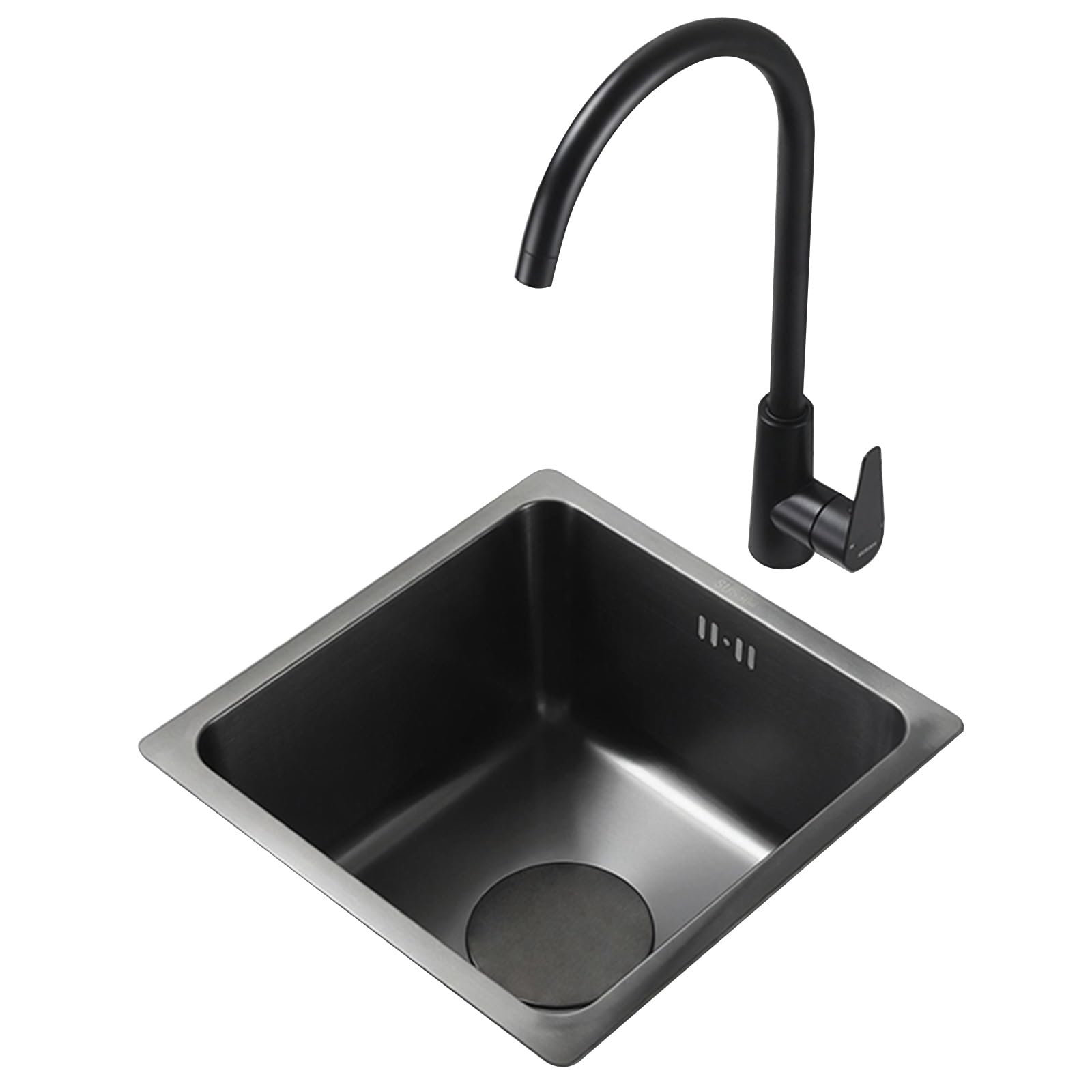 ZQFHSX Stainless Steel Single Bowl Kitchen Bar Sink with Faucet Topmount/Undermount Compact Small Square for Prep, Washing and Dish Cleaning(34X29X17cm)