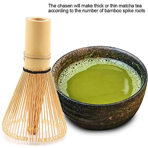 Matcha Green Tea Whisk Tea Whisk Chasen Preparing Matcha Powder Brush Tool Tea Traditional Scoop(64 Prongs)