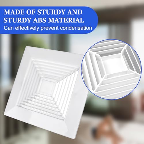4 unidades de rejilla de ventilación para baño, cubierta de ventilador de techo de 9 x 9 pulgadas, reemplazo de cubierta de ventilación cuadrada para baño, fabricada en plástico con resortes miniatura 5