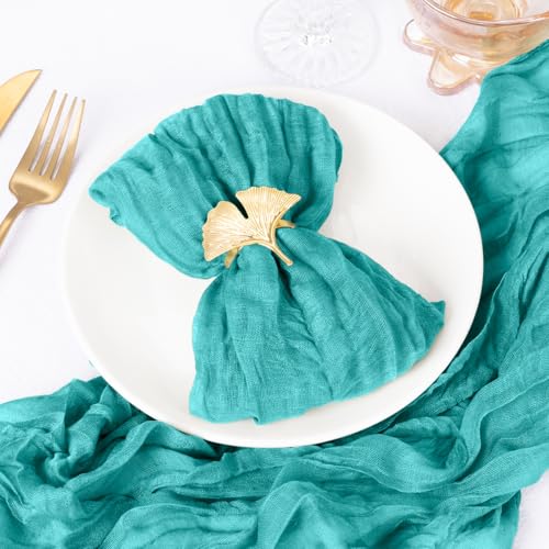 DeZerlor 20 Pack Teal Green Cheesecloth Napkins Summer Cloth Napkins Set of 20 Dinner Napkins Bulk 21x21 Inches for Wedding Bridal Shower Baby Shower Parties
