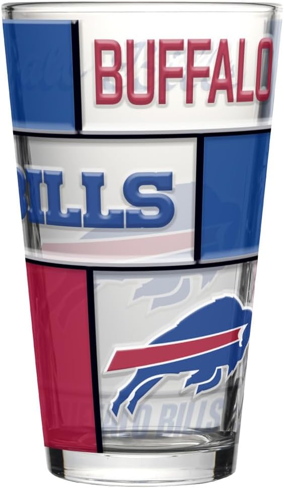 16oz Quilted Stained Pint Glass for Buffalo Bills Fans