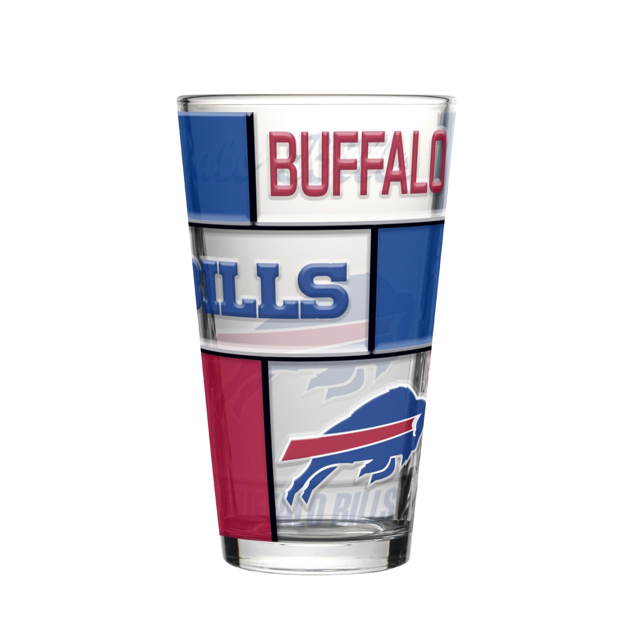 16oz Quilted Stained Pint Glass for Buffalo Bills Fans