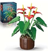 Red Anthurium Flowers Building Set with Vase for Adults, Compatible with Lego Botanicals Collecti...