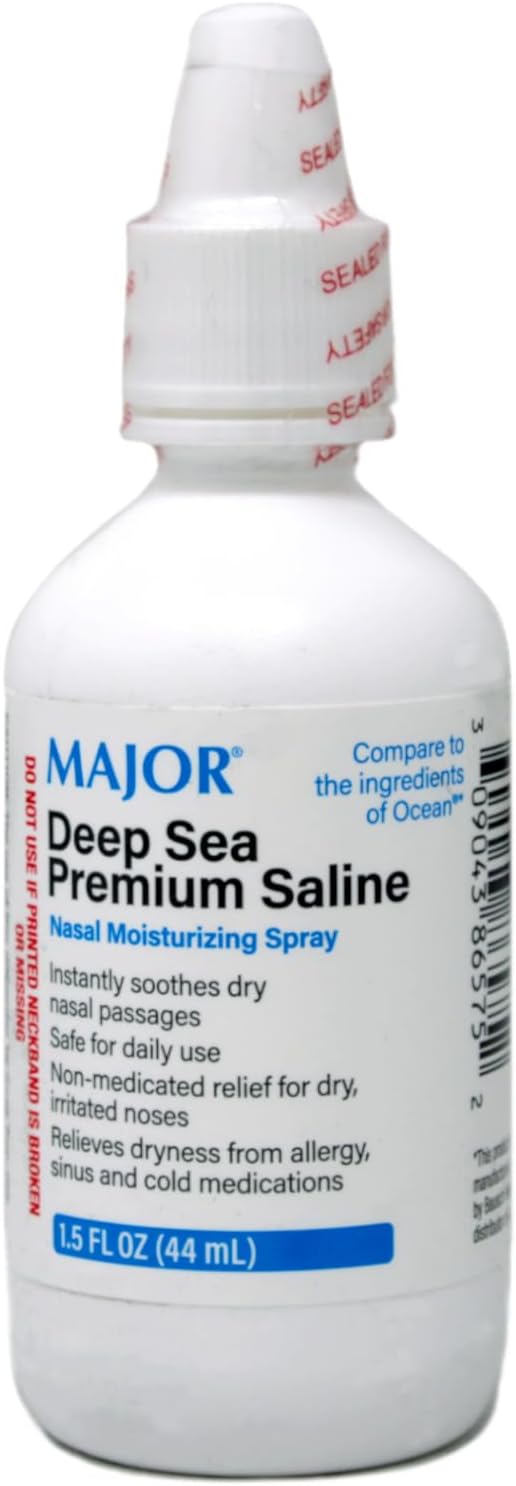 Major Deep Sea Premium Saline - Nasal Moisturizing Spray for Dryness and Irritation Relief - Sodium Chloride 0.65% - 1.5 Fl. Oz