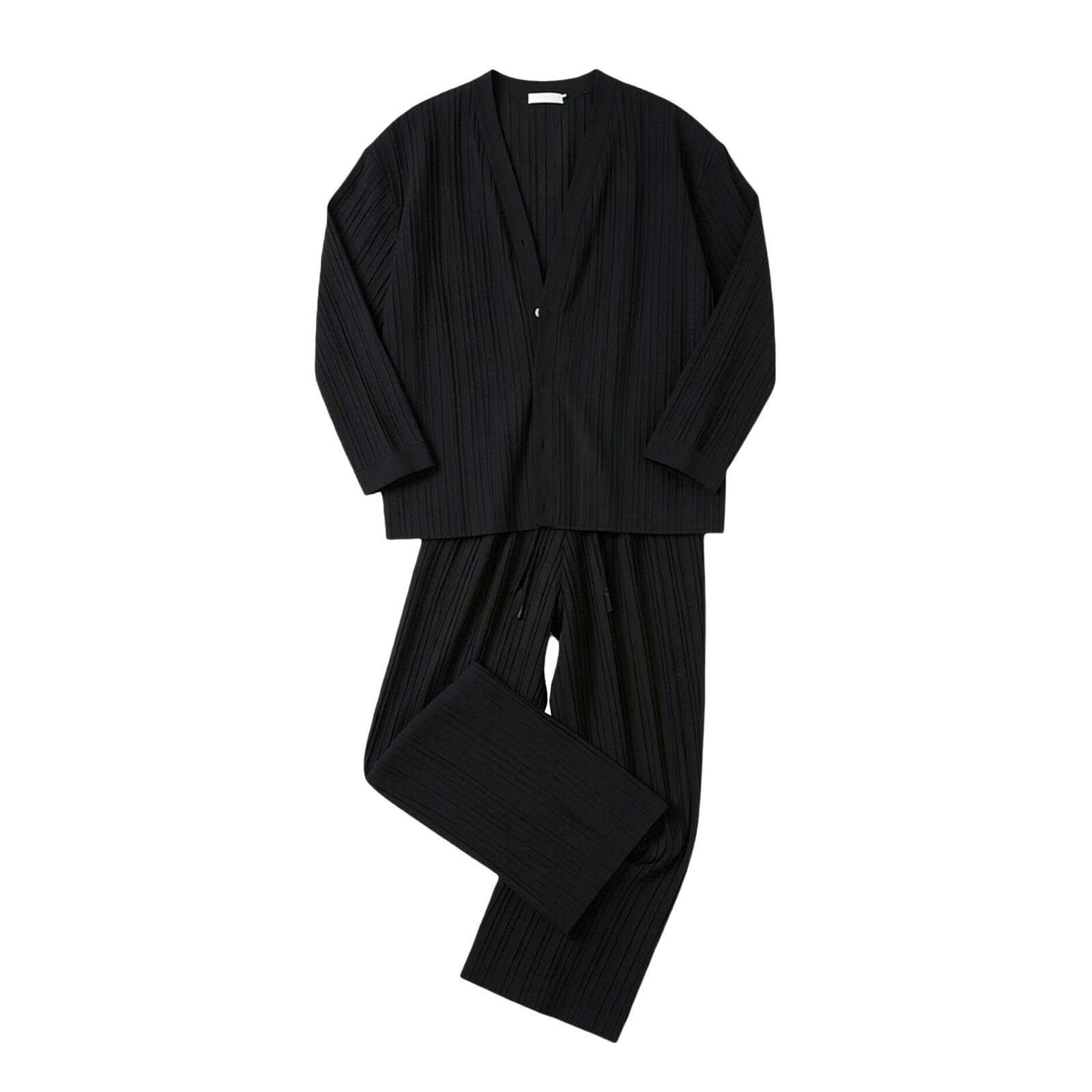 Conjunto de 2 piezas a juego para hombre, camisa de manga larga con botones y pantalones de cintura elástica de ajuste relajado, elegante atuendo casual de verano en tela suave y transpirable