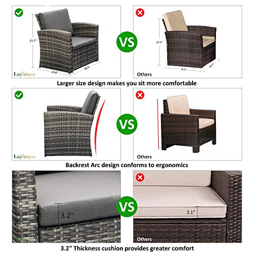 LayinSun-4-Piece-Outdoor-Patio-Furniture-Sets-Wicker-Conversation-Sets-Rattan-Sofa-Chair-with-Cushion-for-Backyard-Lawn-Garden-Grey LayinSun-4-Piece-Outdoor-Patio-Furniture-Sets-Wicker-Conversation-Sets-Rattan-Sofa-Chair-with-Cushion-for-Backyard-Lawn-Garden-Grey