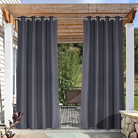 Outdoor Curtain Waterproof, TAOCOCO Thermal Insulated Curtain for Garden Patio Gazebo Pergola/Patio Door, Curtain for Outdoor with Sunscreen Blackout(Grey,140*245cm/55"x96.5") Cover